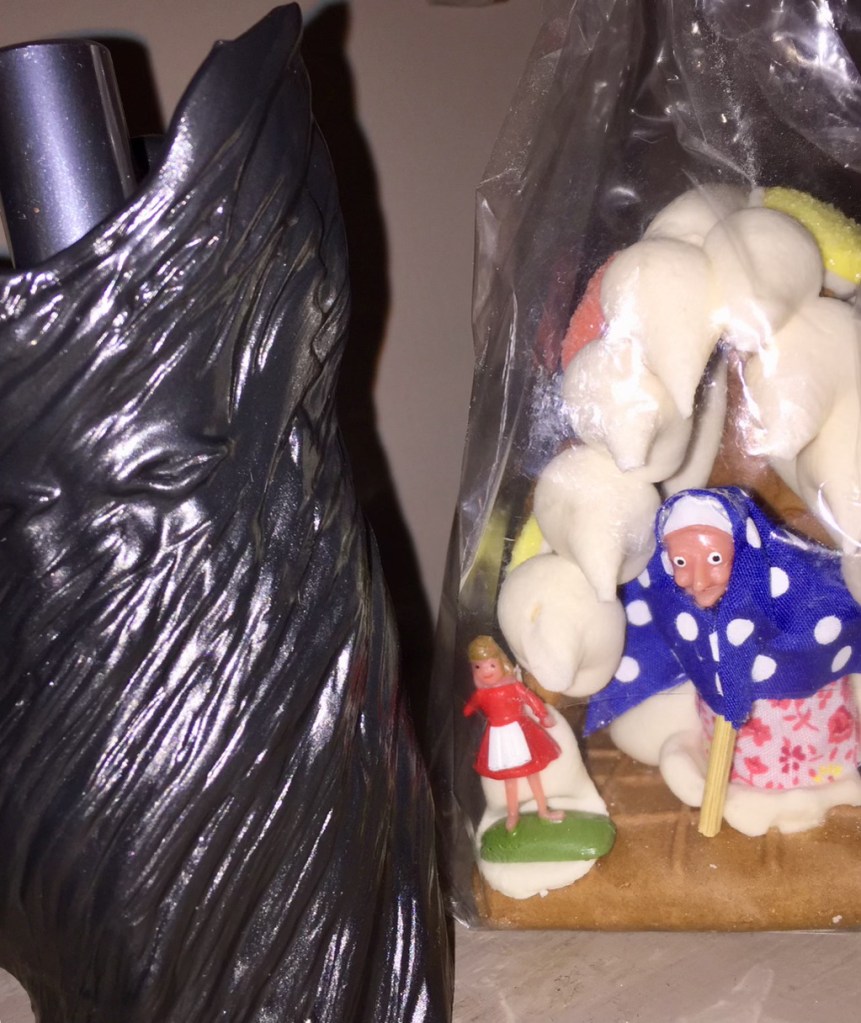 Baba Yaga decorations and a bottle of perfume